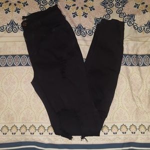 Black Distressed/Ripped High-waisted Jeans